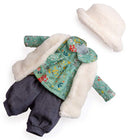 poppenkleding meisjes 35 cm textiel groen/wit 4-delig