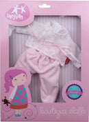 poppenkleding meisjes textiel lichtroze/wit 2-delig