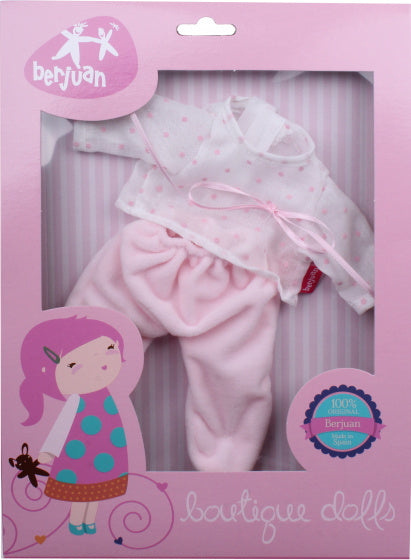 poppenkleding meisjes textiel lichtroze/wit 2-delig