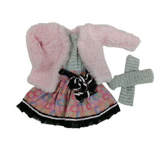 poppenkleding My Girl meisjes 35 cm textiel roze/grijs
