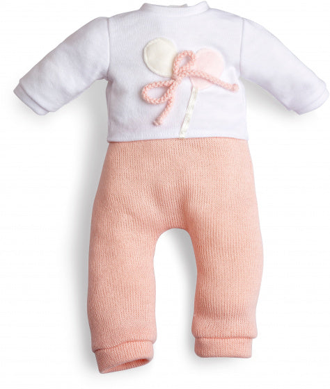 poppenkleding New Born 45 cm textiel roze/wit 2-delig