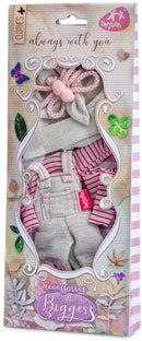 poppenkleding overall The Biggers meisjes grijs/roze