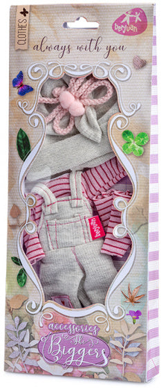 poppenkleding overall The Biggers meisjes grijs/roze