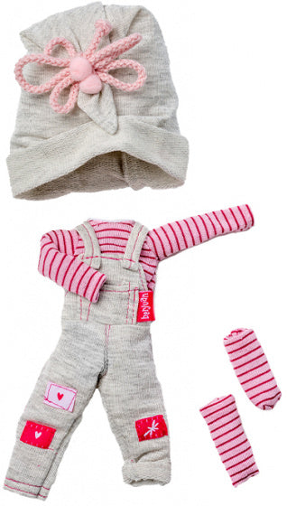 poppenkleding overall The Biggers meisjes grijs/roze
