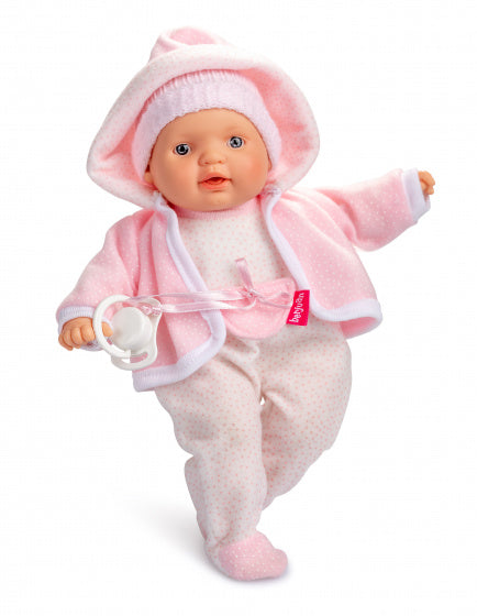 poppenpyjama meisjes 28 cm textiel roze/wit