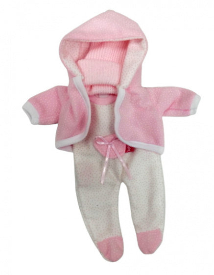 poppenpyjama meisjes 28 cm textiel roze/wit
