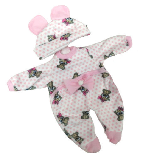 poppenpyjama Smile meisjes 30 cm textiel roze/wit