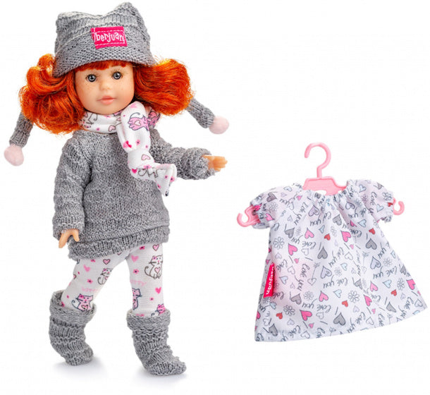 tienerpop Irene meisjes 22 cm grijs/roze