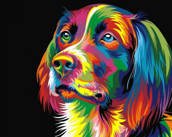 schilderen op nummer DIY Hond 50 cm canvas/acryl