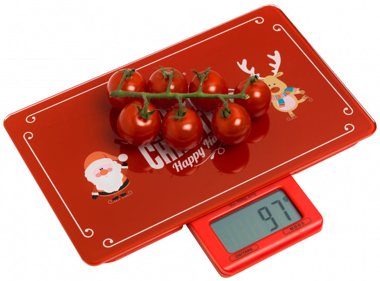 Bestron AKS300C Merry Christmas Digitale Keukenweegschaal Rood