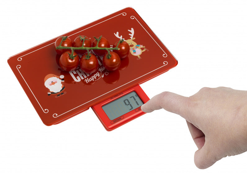 Bestron AKS300C Merry Christmas Digitale Keukenweegschaal Rood