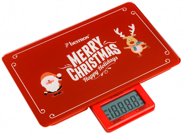 Bestron AKS300C Merry Christmas Digitale Keukenweegschaal Rood