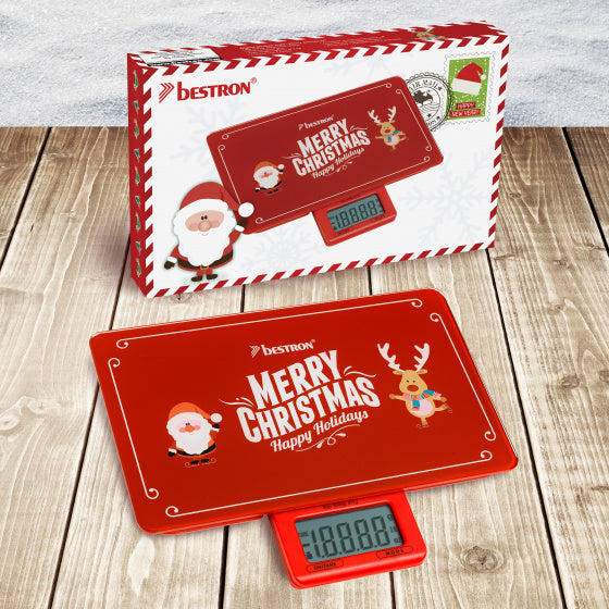 Bestron AKS300C Merry Christmas Digitale Keukenweegschaal Rood