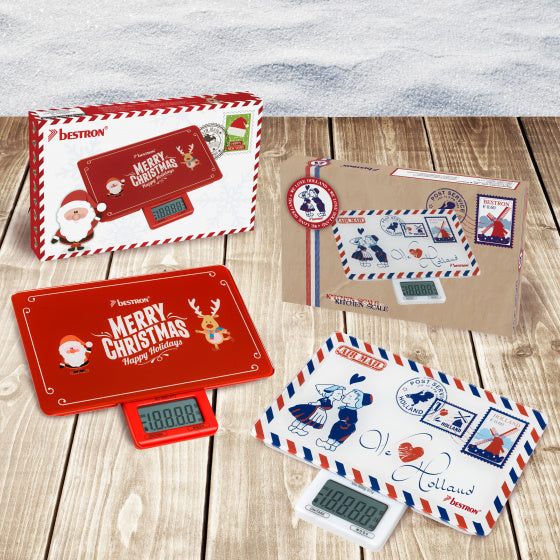 Bestron AKS300C Merry Christmas Digitale Keukenweegschaal Rood