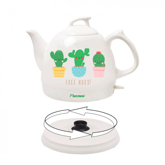 Bestron DTP800CA Cactus Keramische Waterkoker 0.8L 1785W Wit