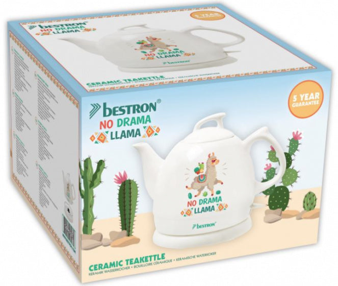 Bestron DTP800DL Lama Design Keramische Waterkoker 0.8L 1800 Watt Wit