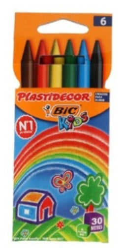 waskrijt Plastidecor gekleurd junior 6 stuks