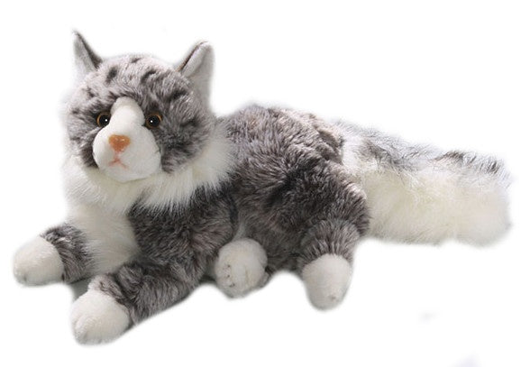Knuffelpoes Liggende Maine Coon Kat 30 cm