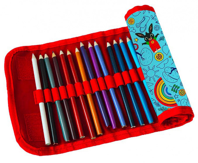 etui 32 x 19,5 cm polyester lichtblauw/rood 25-delig