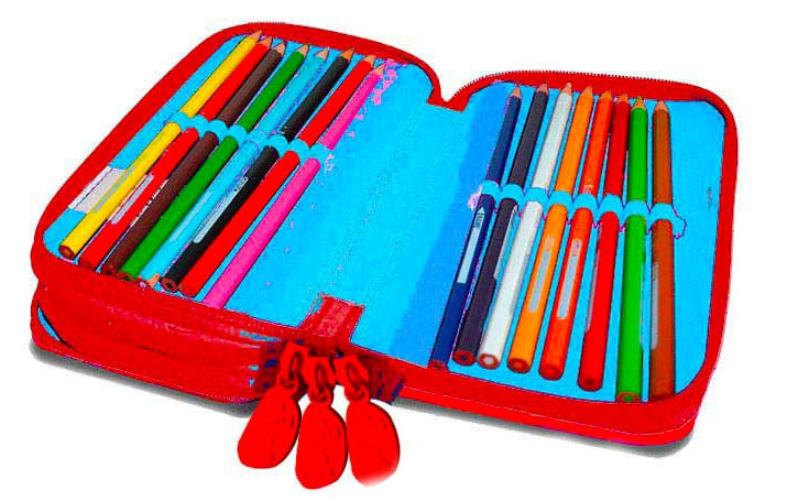 etui junior 19,5 x 11,5 cm polyester rood 39-delig