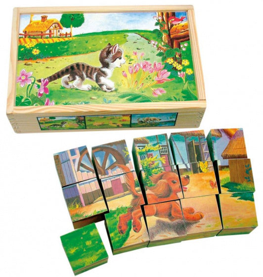 blokkenpuzzel Huisdieren junior 20 x 13 cm 16-delig