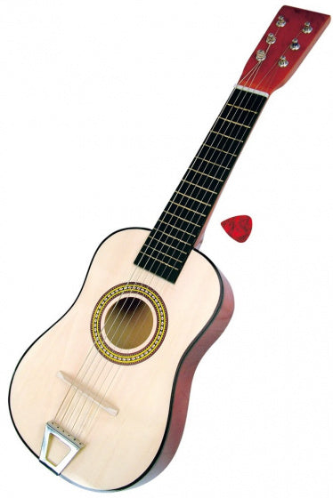 gitaar junior 23 cm hout naturel/rood