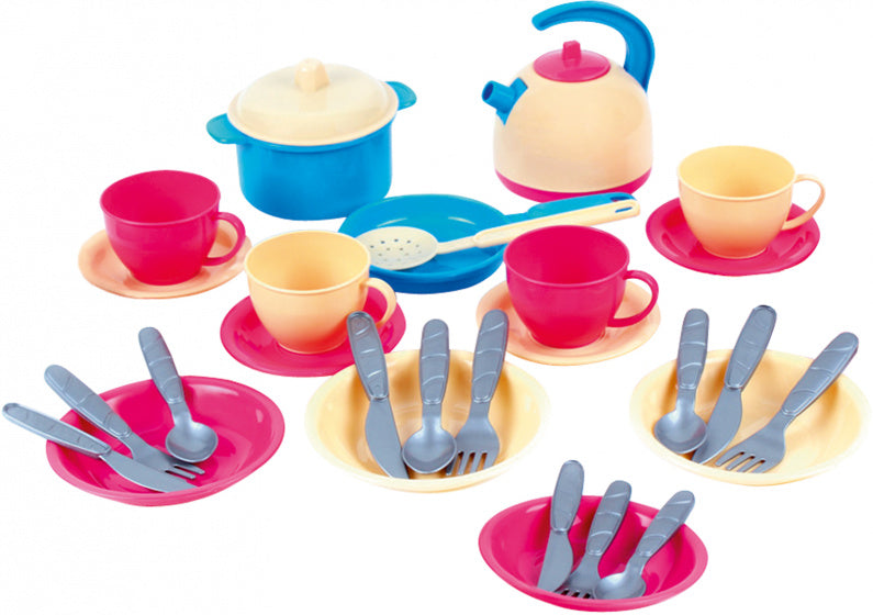 keukenspeelset junior roze/geel/blauw 30-delig