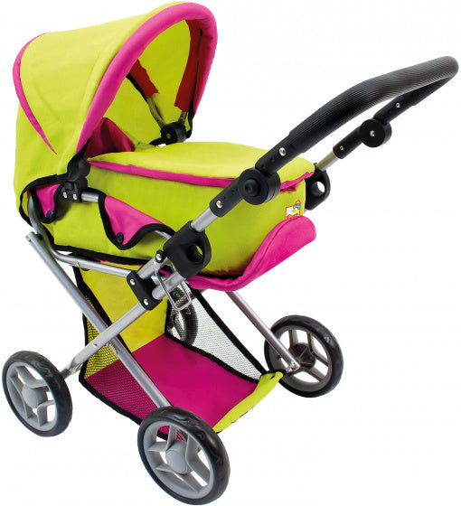 poppenwagen 30 x 30 x 10 cm groen/roze