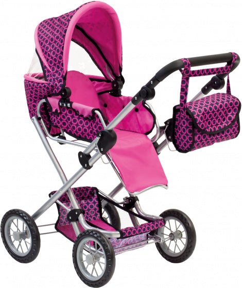 poppenwagen 82 x 48 x 90 cm roze/zwart