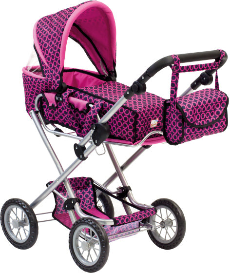 poppenwagen 82 x 48 x 90 cm roze/zwart