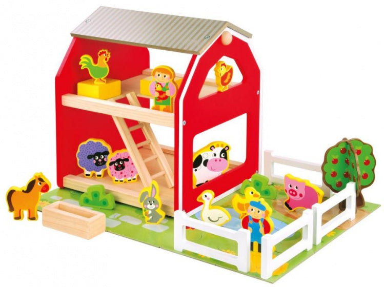 speelset Boerderij met Dieren 50 cm hout 49-delig