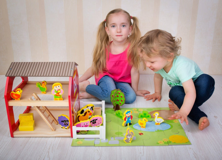 speelset Boerderij met Dieren 50 cm hout 49-delig