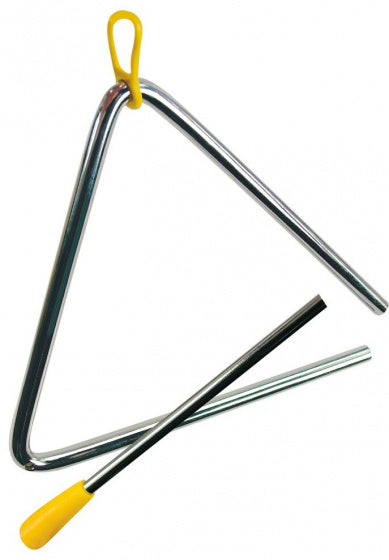 triangel junior 16,5 cm metaal zilver/geel 2-delig