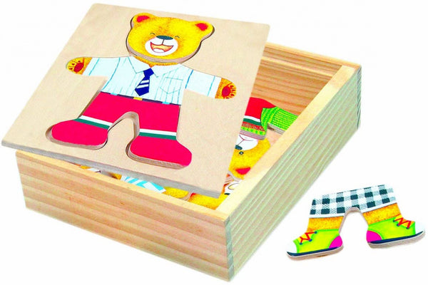 vormenpuzzel teddybeer 13 x 14 cm hout 18-delig