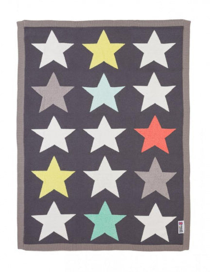 deken Stars 70 x 90 cm katoen zwart/grijs