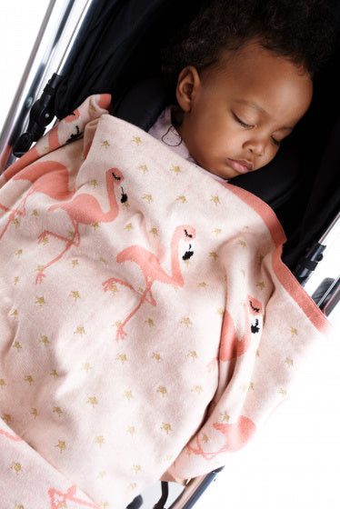 deken flamingo junior 90 cm katoen roze