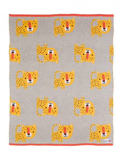 deken luipaard 75 x 100 cm katoen grijs/geel