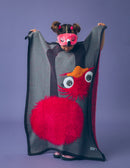 deken struisvogel junior 140 cm katoen rood/grijs