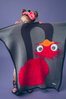 deken struisvogel junior 140 cm katoen rood/grijs