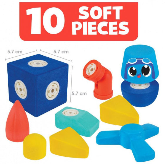 Blockaroo Magnetische Foam Blokken Vliegtuig Box, 10dlg.