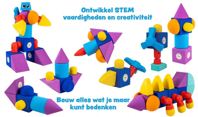 Blockaroo Magnetische Foam Blokken Kasteel Box, 35dlg.