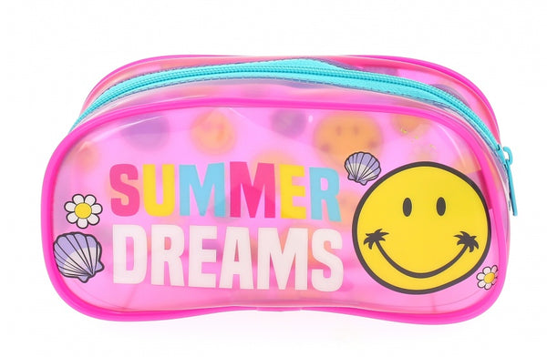 etui Smiley transparant/roze 22x11x6 cm