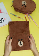 Notitieboek Linefriends A5 pluche bruin