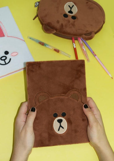 Notitieboek Linefriends A5 pluche bruin