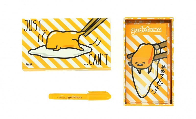 minischrijfset Gudetama geel 12x2,5x7 cm