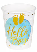 feestbekers Hello Boy! jongens papier wit/blauw 6 stuks