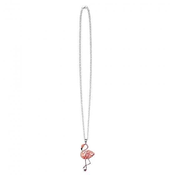 ketting Flamingo dames 30 cm zilver/roze