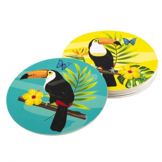 onderzetters Toucan 10 cm multicolor 6 stuks