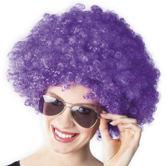 Pruik Afro Paars Volwassen