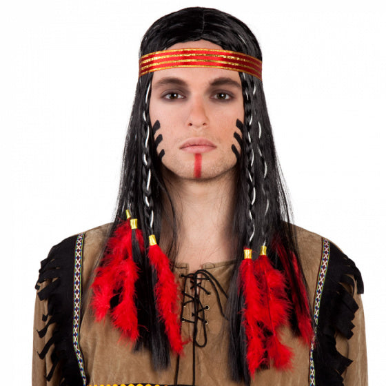 Indianen Pruik Cheveyo met Hoofdband